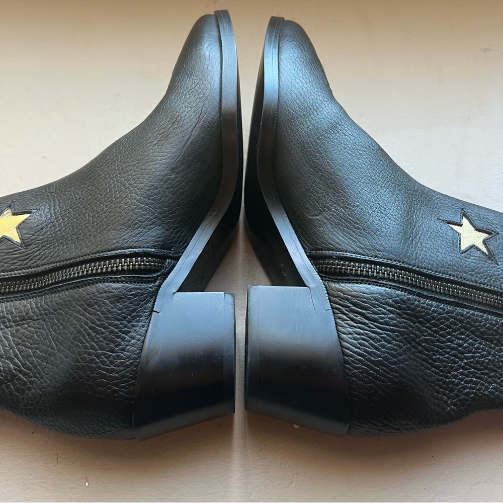 MODERN VICE Golden Bolt Black & Metallic Gold Leather Ankle Boots Size EU 35/US5 - Picture 5 of 16